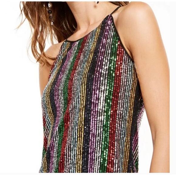 INC Rainbow Sequin Top Medium - Picture 3 of 11